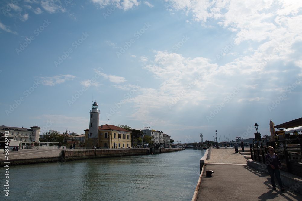 Lighthouse and entrance to the port of Cesenatico. Rivera Romagnola