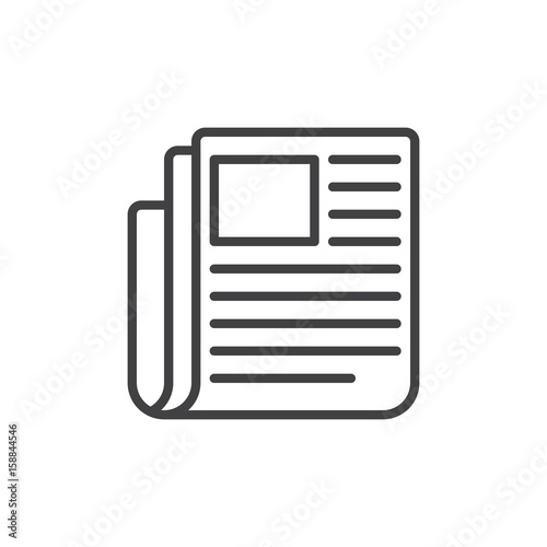 Newspaper, news line icon, outline vector sign, linear style pictogram isolated on white. Symbol, logo illustration. Editable stroke. Pixel perfect