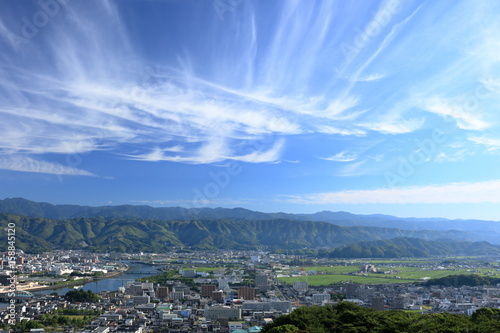 日本の風景 高知市 五台山展望台からの眺望 早朝