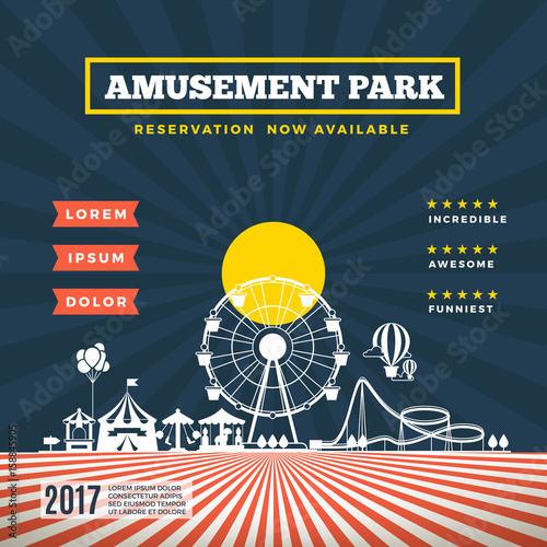 Vector amusement park theme background