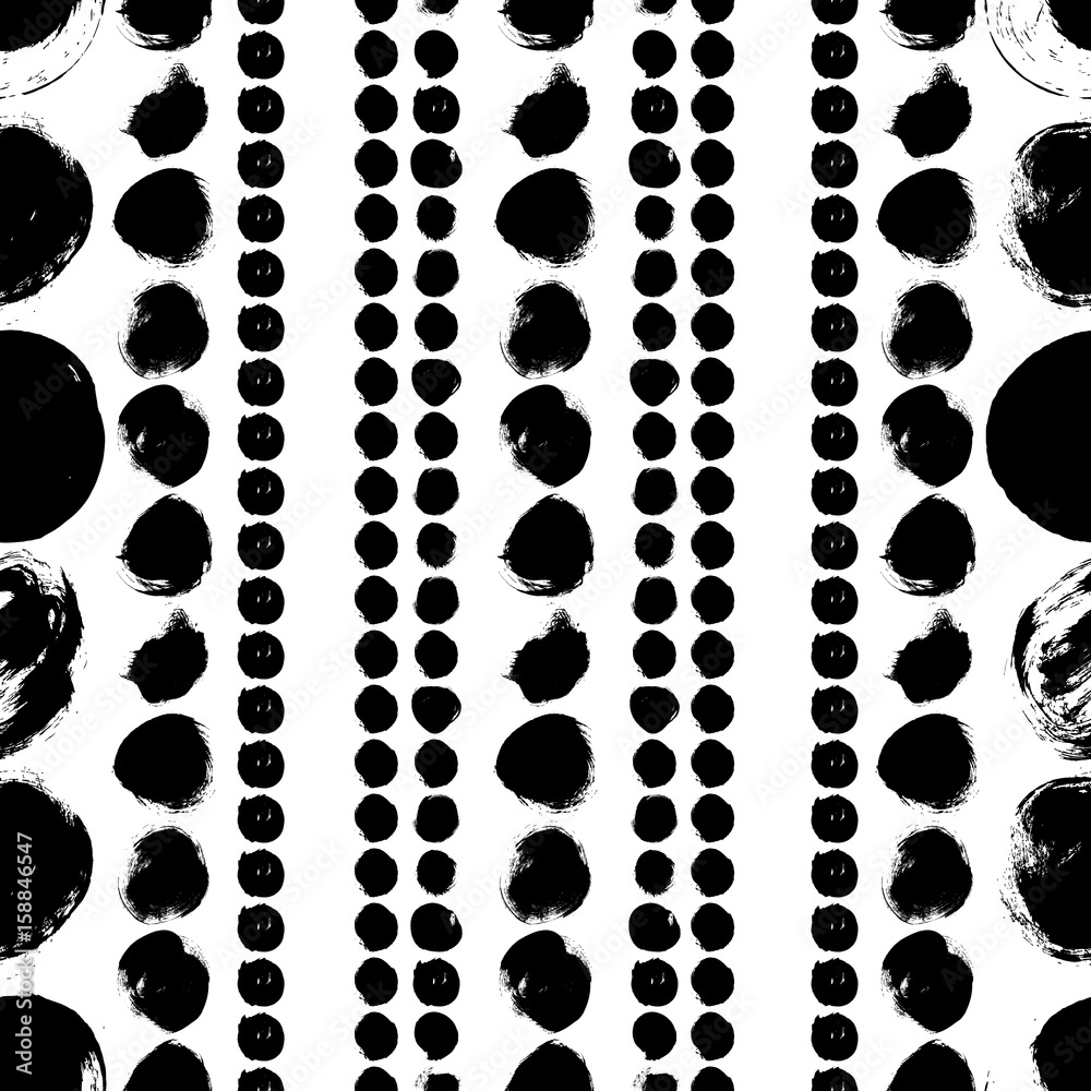 Fototapeta premium Seamless black and white hand drawn pattern
