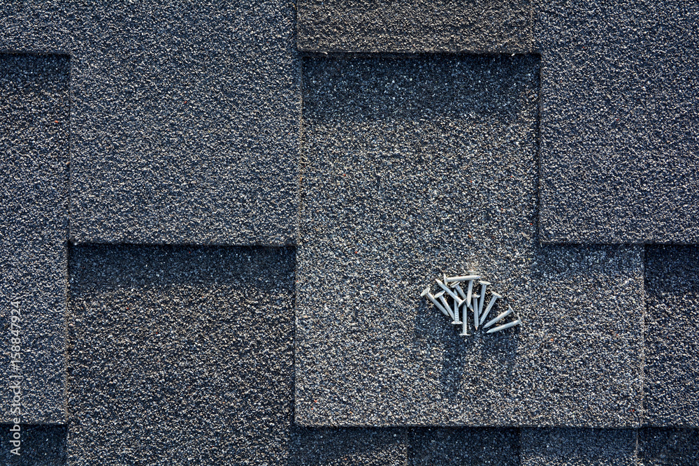 Close up view on Asphalt Roofing Shingles Background. Roof Shingles