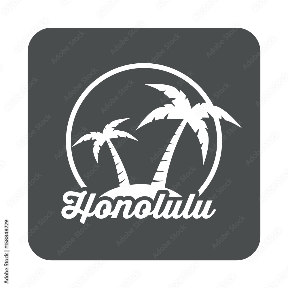 Icono plano Honolulu en cuadrado gris