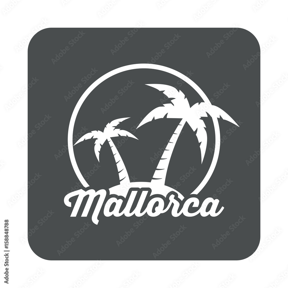 Icono plano Mallorca en cuadrado gris