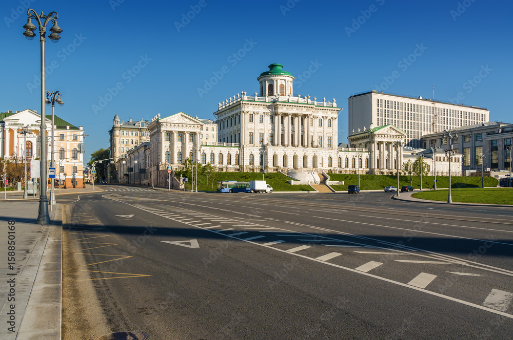 Morning sunny view of Pashkov House in Moscow, Russia.