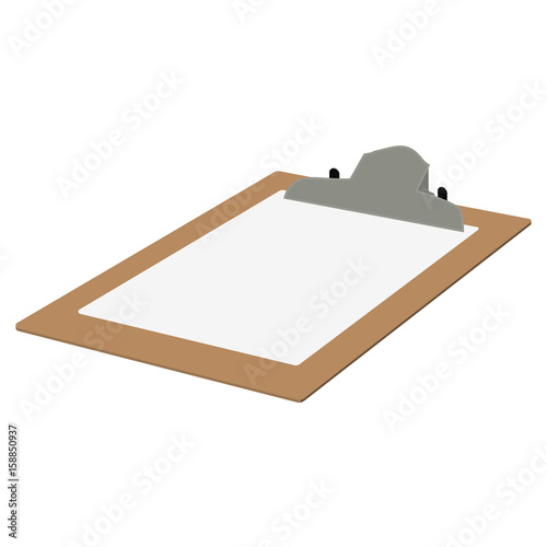 Realistic brown clipboard with a sheet of blank paper. Templates of corporate identity. Vector illustration