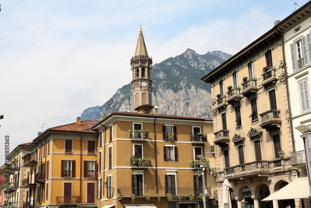 City of Lecco on Lake Como, Lombardy Italy 
