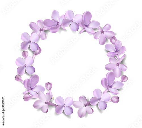 Pastel background with lilac flowers.