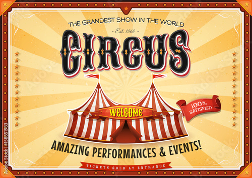 Vintage Grand Circus Poster With Marquee