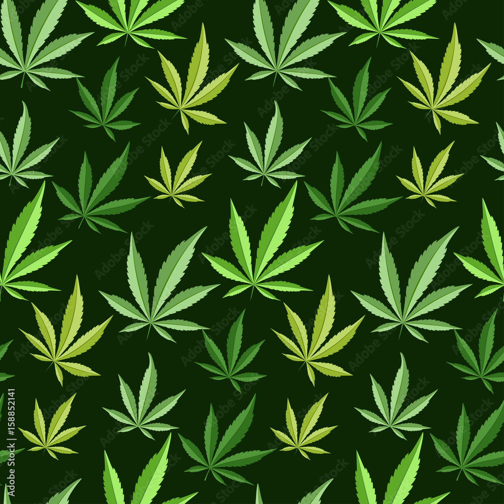 Green marijuana background vector illustration seamless pattern marihuana leaf herb narcotic textile