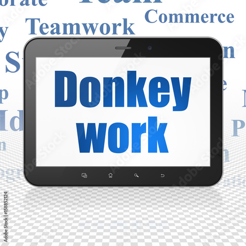 Business concept: Tablet Computer with Donkey Work on display