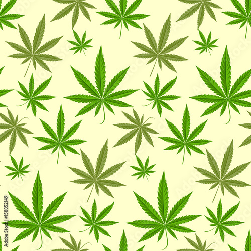 Green marijuana background vector illustration seamless pattern marihuana leaf herb narcotic textile