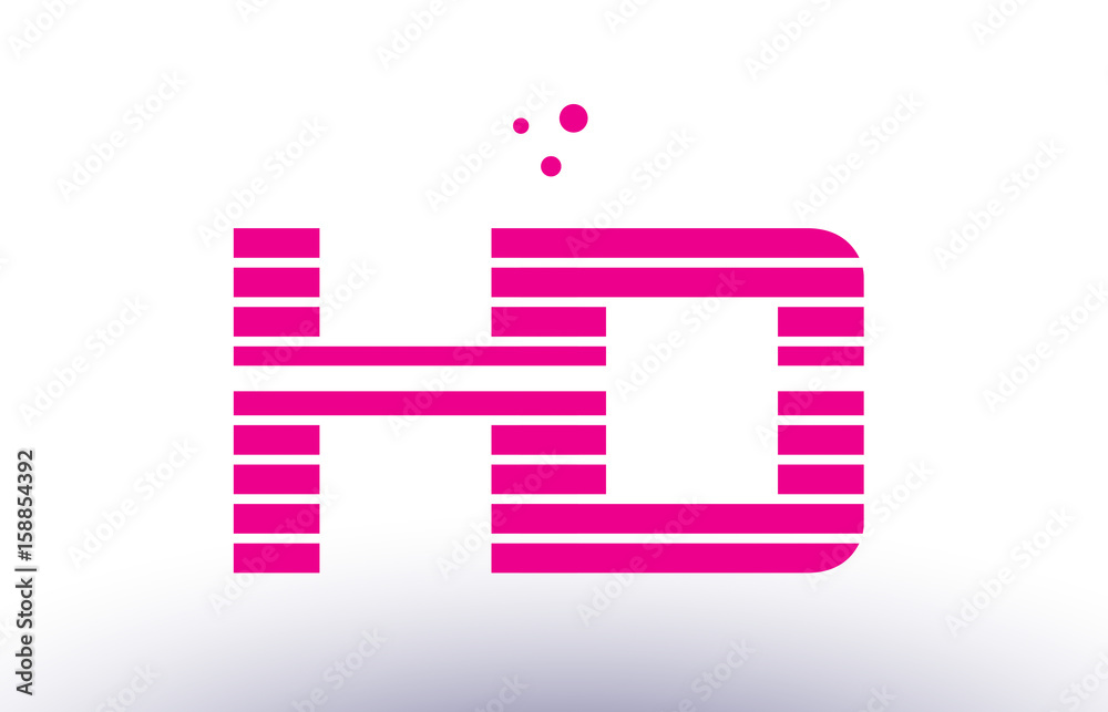 hd h d pink purple line stripe alphabet letter logo vector template