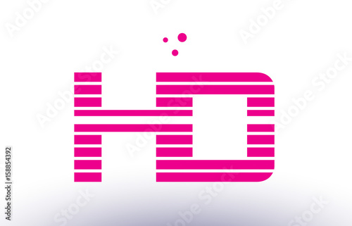 hd h d pink purple line stripe alphabet letter logo vector template