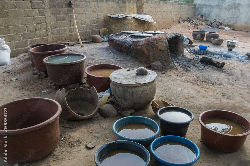 large pot for cooking local beer in Mali, Africa