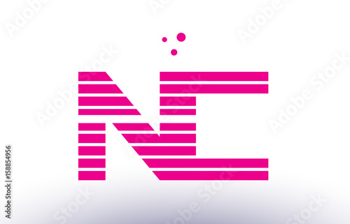 nc n c pink purple line stripe alphabet letter logo vector template