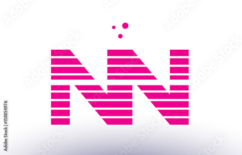 nn n pink purple line stripe alphabet letter logo vector template