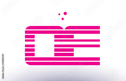 qe q e pink purple line stripe alphabet letter logo vector template
