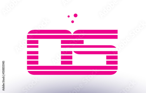 qs q s pink purple line stripe alphabet letter logo vector template