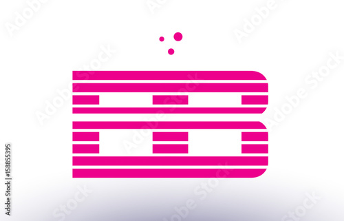 bb b b  pink purple line stripe alphabet letter logo vector template