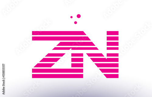 zn z n pink purple line stripe alphabet letter logo vector template