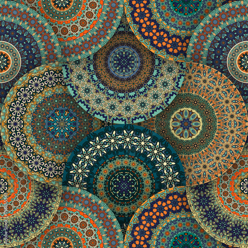 Seamless pattern. Vintage decorative elements. Hand drawn background. Islam, Arabic, Indian, ottoman motifs. Perfect for printing on fabric or paper.