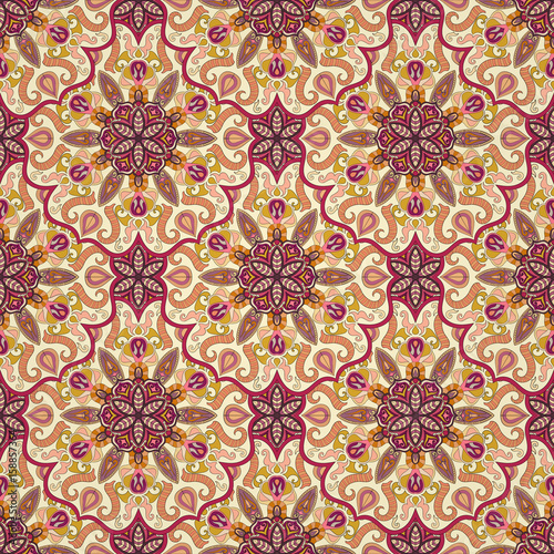 Ornate floral seamless texture, endless pattern with vintage mandala elements.