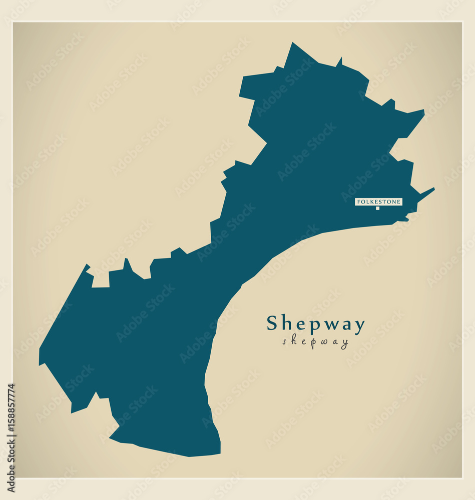 Modern Map - Shepway district UK illustration