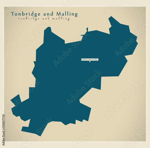 Modern Map - Tonbridge and Malling district UK illustration photo