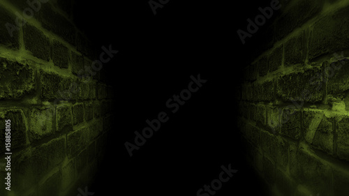 Black scary corridor. Running in the dark corridor.