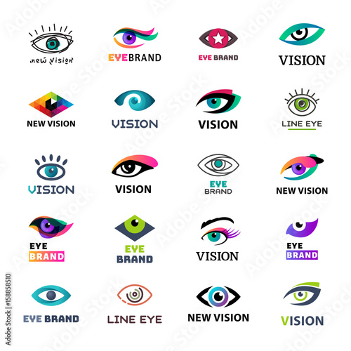 Eye blinker business icon glimmer template logo idea startup light company badge vector illustration