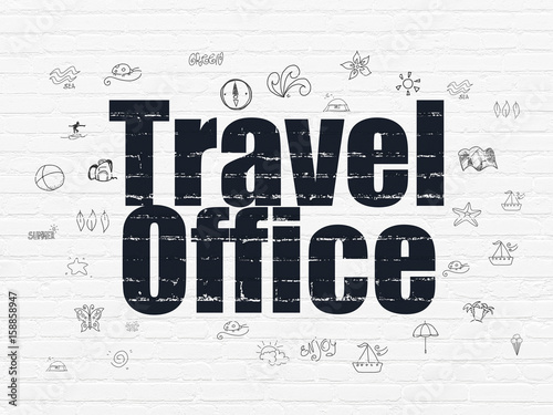 Vacation concept  Travel Office on wall background
