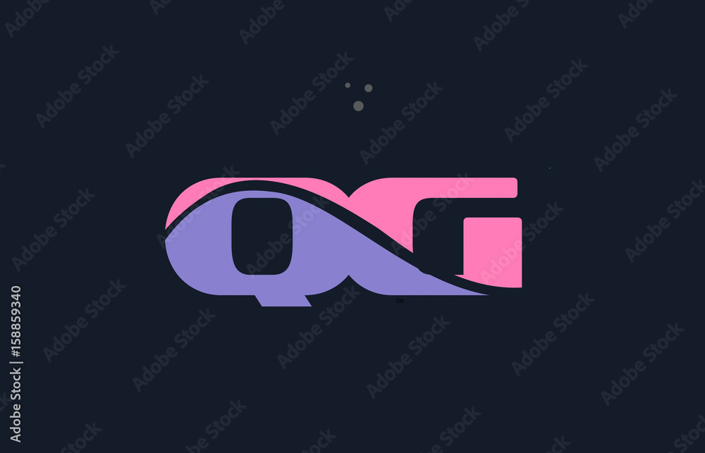 qg q g pink blue alphabet letter logo dots icon template vector