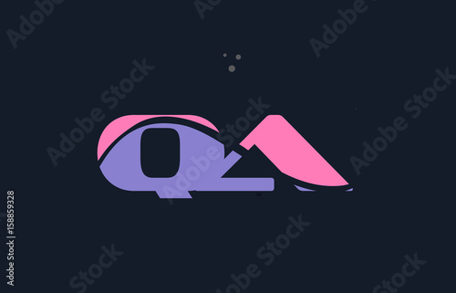 qa q a pink blue alphabet letter logo dots icon template vector