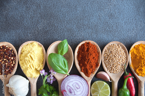 Fresh herbs and spices border