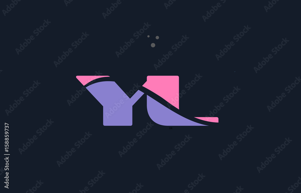 Naklejka premium yl y l pink blue alphabet letter logo dots icon template vector