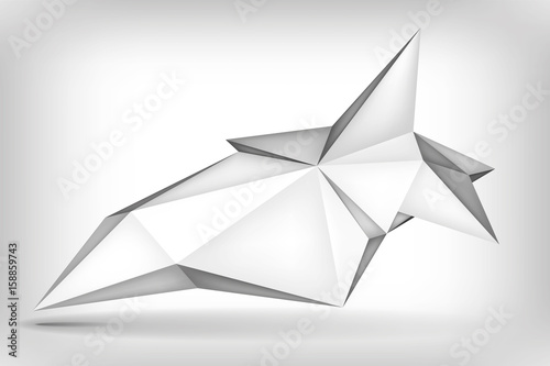 Volume geometric shape, 3d levitation crystal, creative low polygons object, vector design form