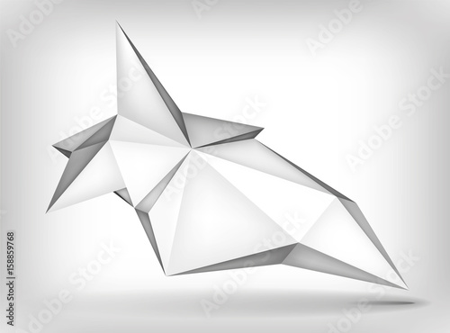 Volume geometric shape, 3d levitation crystal, creative low polygons object, vector design form