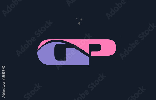 gp g p pink blue alphabet letter logo dots icon template vector