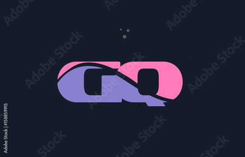 gq g q pink blue alphabet letter logo dots icon template vector