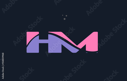 hm h m pink blue alphabet letter logo dots icon template vector