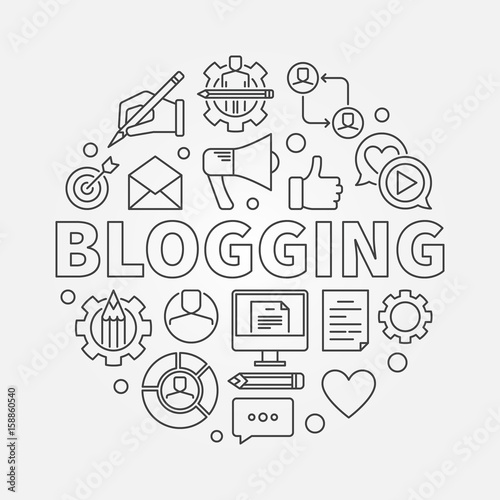 Blogging concept round illustration
