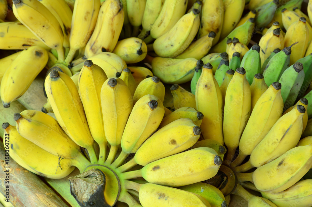 ripe and fresh banana at market stall