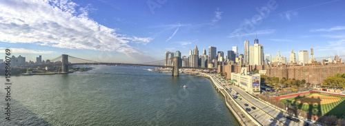 Panoramic view of Manhattan and Brooklyn from Manhattan Bridge