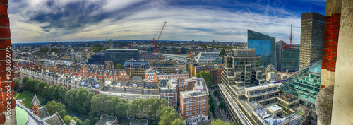 Beautiful panoramic aerial view of London buildings