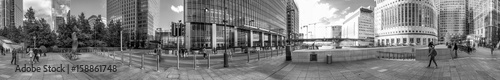 Photography LONDON - SEPTEMBER 2016: Buildings of Canary Wharf, panoramic view