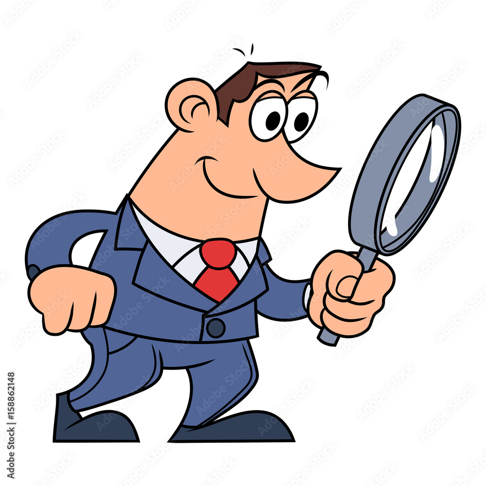 Businessman is looking through the loupe Businessman is looking through the loupe