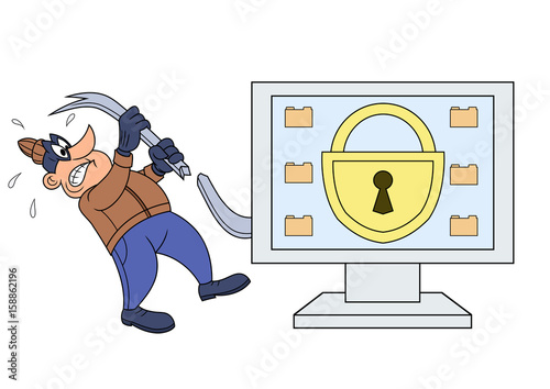 Computer thief has broken his crowbar