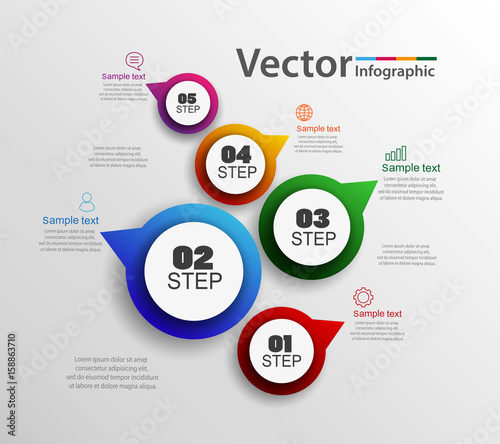  Vector infographics design and marketing icons can be used for workflow layout, diagram, annual report, web design. Business concept with 5 options, steps or processes. Eps 10