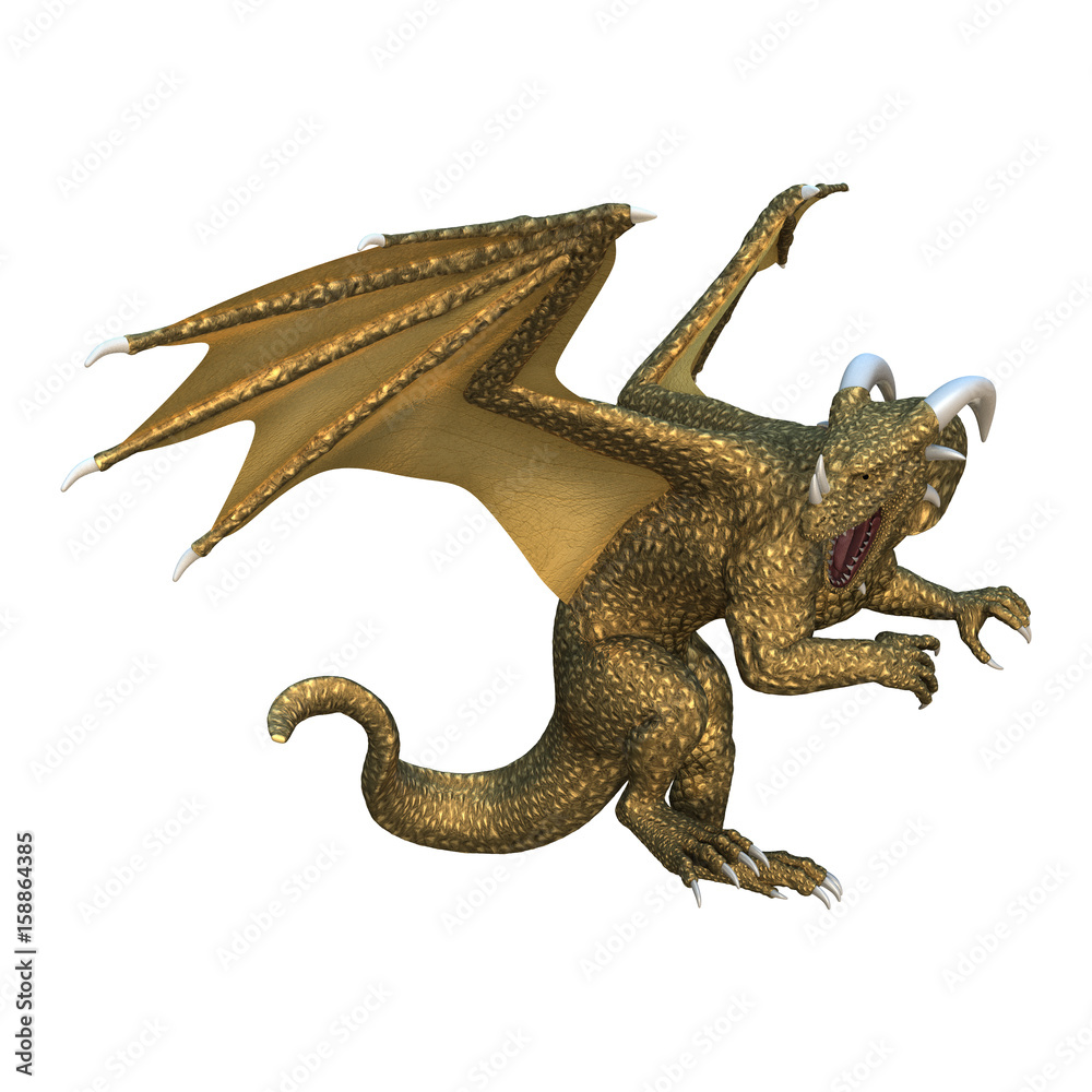 Obraz premium 3D Rendering Fantasy Dragon on White